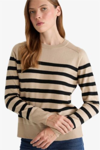 Regular Fit Crew Neck Striped Pullover