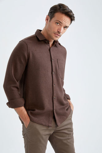 Regular Fit Polo Collar Woodcutter Long Sleeve Shirt
