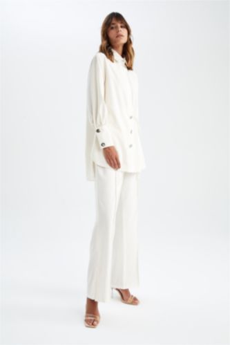 FEMME Beige Pantalon Palazzo Touché Privé X Defacto