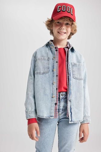 Erkek Çocuk Oversize Uzun Kolu Jean Gömlek