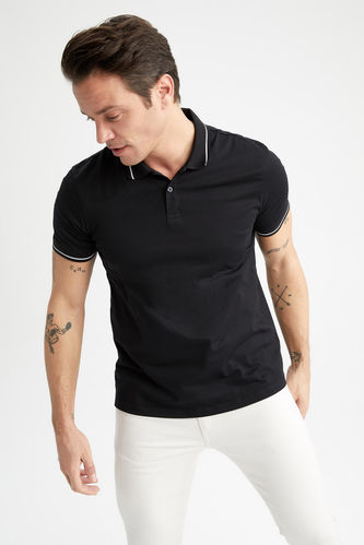 Modern Fit Polo Neck  Cotton T-Shirt