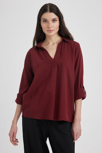 Regular Fit Traditional Long Sleeve Blouse