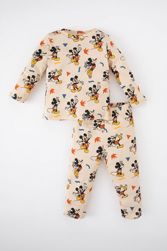 2 piece Regular Fit Crew Neck Mickey & Minnie Licensed Knitted Pyjamas