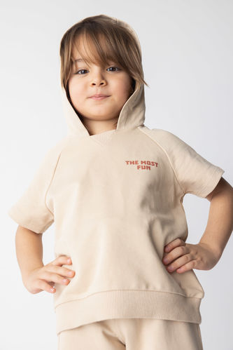 Baby Boy Regular Fit Slogan Printed Sweatshirt Fabric Short Sleeved T-Shirt