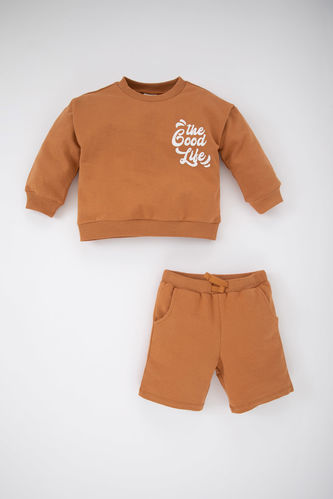 Baby Boy Printed Sweatshirt Shorts 2-Pack Set