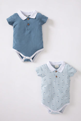 Baby Boy Polo Collar Pique 2-pack Short Sleeve Snap Fastener Body