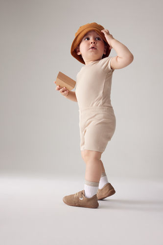 Baby Boy Short Sleeve Ribbed Camisole Snap Fastener Body Shorts 2-Pack
