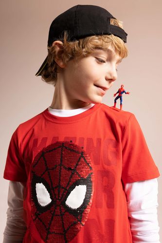 Ұлдарға Spiderman дөңгелек жаға жарқылдау қысқа жеңді Қысқа жеңді футболка