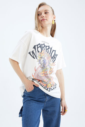 Coool Oversize Fit Printed Short Sleeve T-Shirt