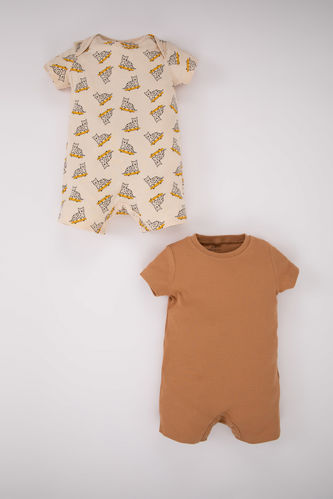 Baby Boy Animal Patterned Corduroy Camisole 2-Pack Jumpsuit