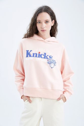 Pink WOMAN DeFactoFit NBA New York Knicks Hoodie Sweatshirt 2732763