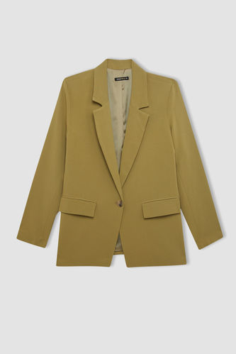 Oversize Fit Linen Blend Blazer Jacket