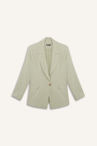 Oversıze Keten Karışımlı Blazer Ceket