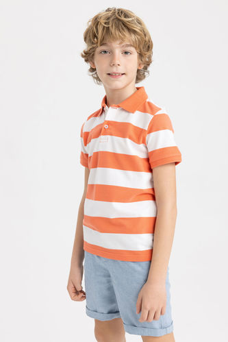 Erkek Çocuk Çizgili Kısa Kollu Polo Tişört