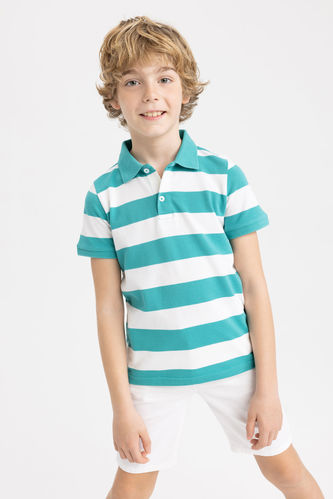 Erkek Çocuk Çizgili Kısa Kollu Polo Tişört