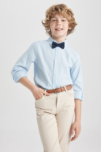 Boy Long Sleeve Oxford Shirt Bowtie 2-Pack Set