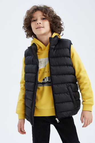 Boys Water Repellent Stand Collar Inflatable Vest