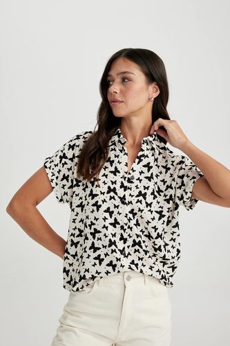 Coool Regular Fit Shirt Collar Printed Short Sleeve Shirt