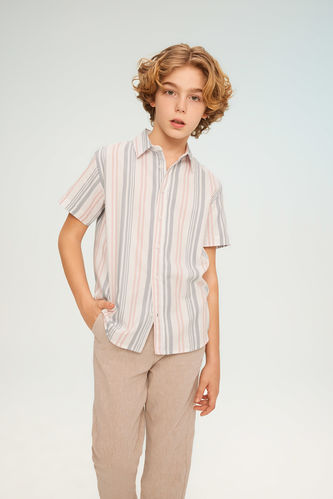 Erkek Çocuk Polo Yaka Twill Kısa Kollu Gömlek