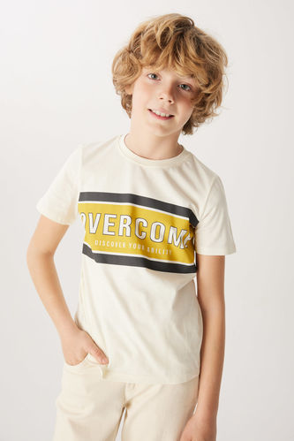 Boys Regular Fit Crew Neck Printed Short Sleeve T-Shirt