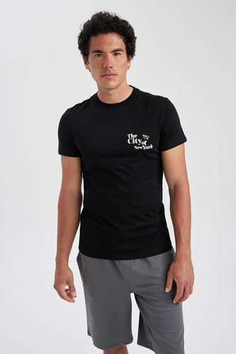 T-Shirt İmprimé À Col Ras Du Cou Coupe Slim