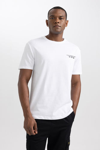 Regular Fit Crew Neck Printed Cotton T-Shirt
