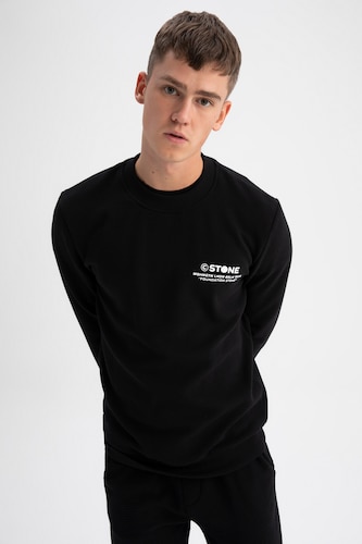 Erkek Siyah Slım Fıt Sweatshirt
