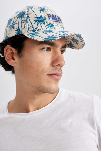 Men Palm Patterned Cotton Cap Hat