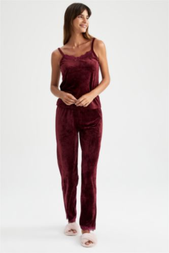 FEMME Violet Ensemble Tissé Velours Côtelé 2