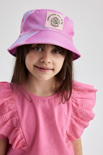 Girl Embroidery Cotton Bucket Hat