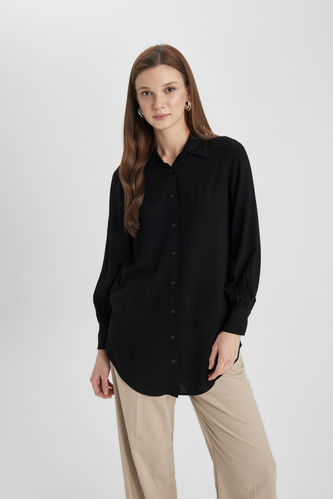 Regular Fit Shirt Collar Long Sleeve Tunic