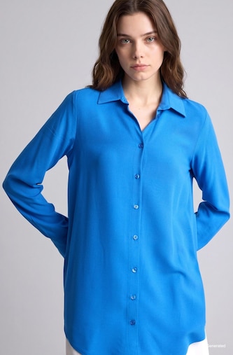 Regular Fit Shirt Collar Long Sleeve Tunic