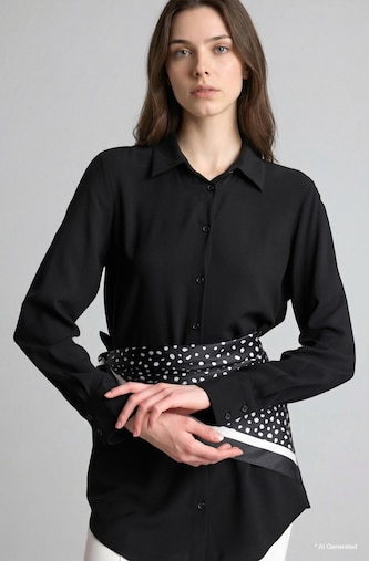 Kadın Siyah Regular Fit Basic Gömlek Tunik