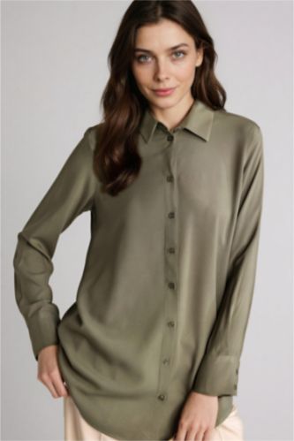 WOMAN Khaki Regular Fit Long Sleeve Tunic
