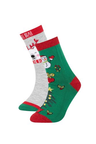 Girl Christmas Themed 2 Piece Cotton Long Socks