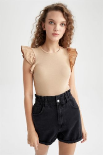 WOMAN Beige Coool Fitted Ribbed Camisole Singlet