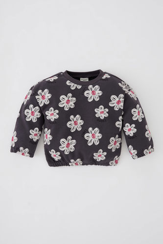 Regular Fit Sweatshirt mit Blumenmuster