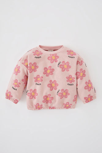 Baby Girl Floral Crew Neck Sweatshirt