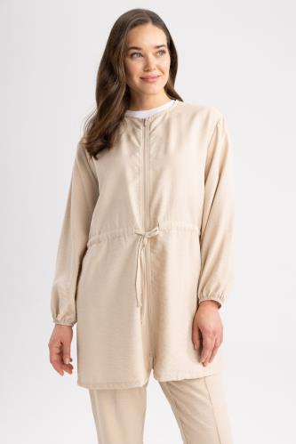 Relax Fit Zippered Long Sleeve Tunic