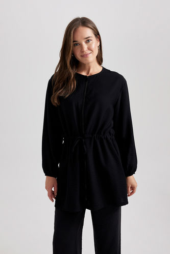 Relax Fit Zippered Long Sleeve Tunic
