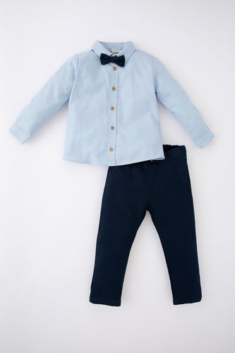 Baby Boy Basic Shirt Trousers Tie 3 Piece Set