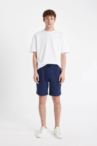 Slim Fit Dar Kesim Waffle Basic Düz Şort