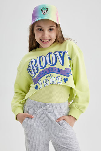 Girl Crop Crew Neck Sweatshirt