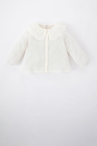 Baby Girls Embroidered Poplin Long Sleeve Shirt