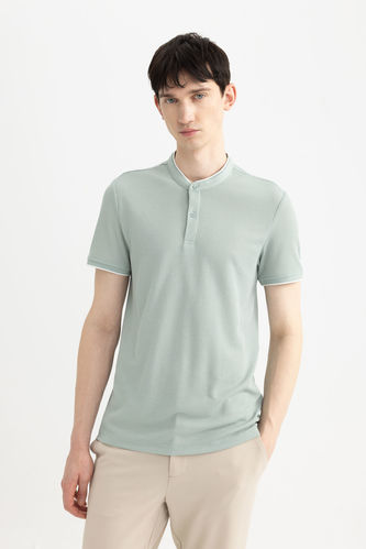 Modern Fit High Collar Polo T-Shirt