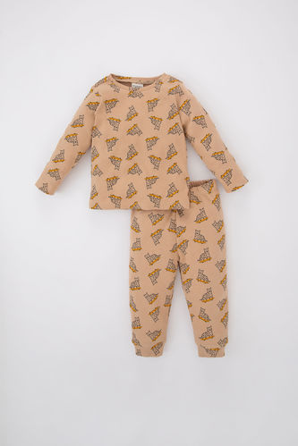 Baby Boy Crew Neck Animal Patterned Ribbed Camisole 2-pack Pajamas