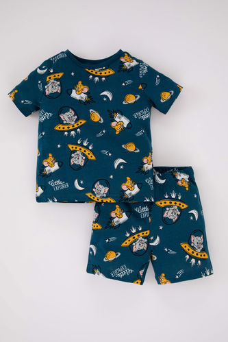 Baby Boy Tom & Jerry Licensed Short-Sleeved Combed Cotton 2-piece Pajamas Set