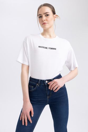 Sorbe X Defacto Regular Fit Slogan Printed T-Shirt