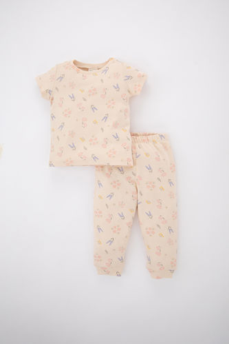 Baby Girl Floral Short Sleeve Organic Cotton 2-Pajama Set