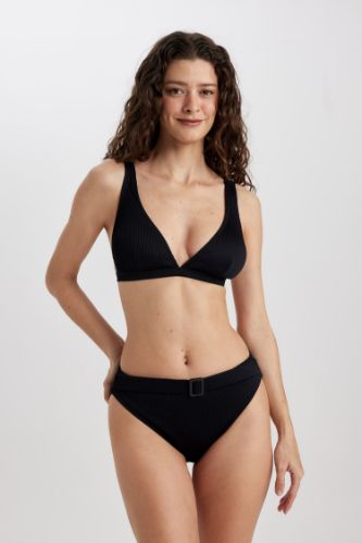 Black ribbed bikini bottom on sale